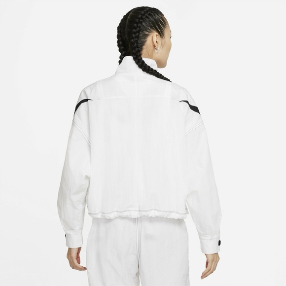 Nike Statement Swoosh Jacket White Black Zip Up Windbreaker • Small - Picture 2 of 8